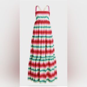 J Crew Rainbow Striped Tiered Maxi Dress